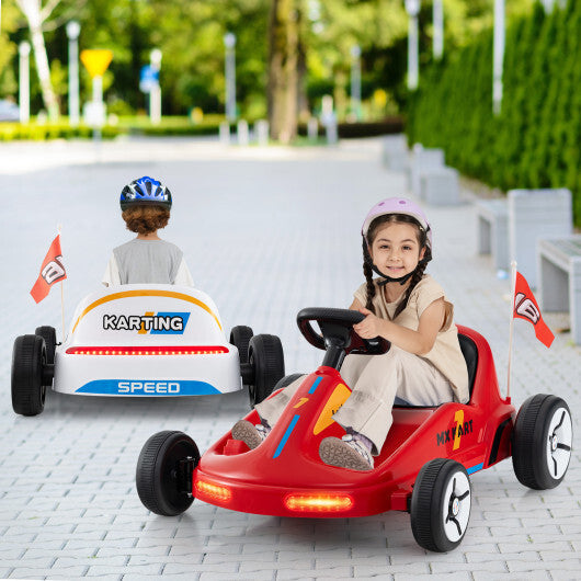 12V Electric Go Kart for Kids Race Toy with Remote Control and Music-Blue