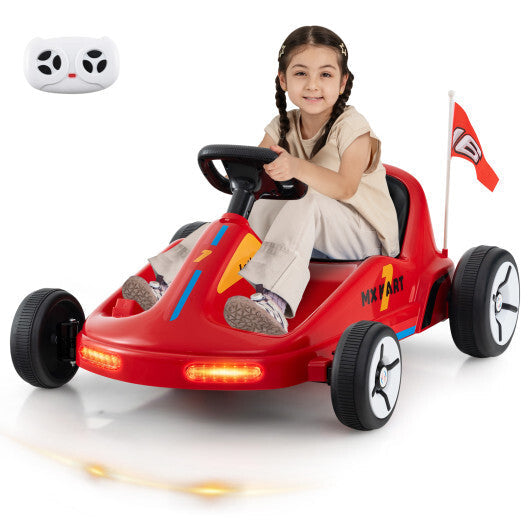 12V Electric Go Kart for Kids Race Toy with Remote Control and Music-Blue