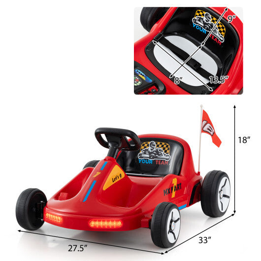 12V Electric Go Kart for Kids Race Toy with Remote Control and Music-Blue