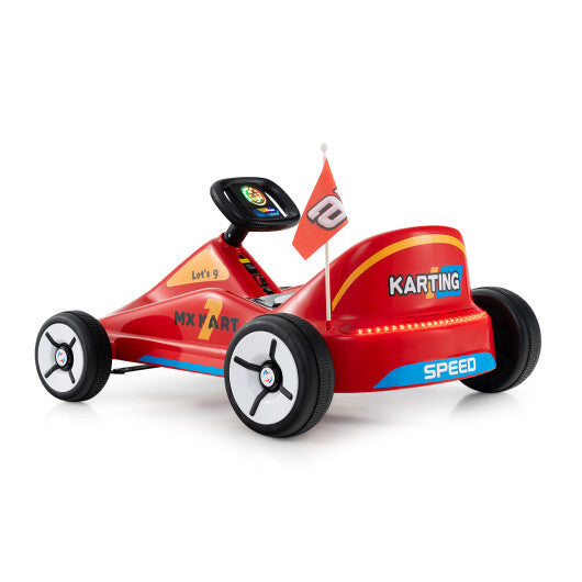 12V Electric Go Kart for Kids Race Toy with Remote Control and Music-Blue