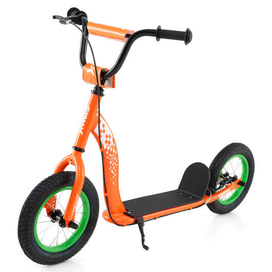 Kids Scooter Youth Kick Scooter with Adjustable Height Handlebar 12-Inch Inflatable Wheels-Navy