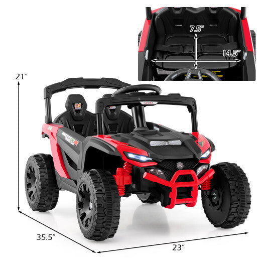 12V Kids Ride On Car UTV Electric Vehicle with LED Lights  Music and Horn-Black