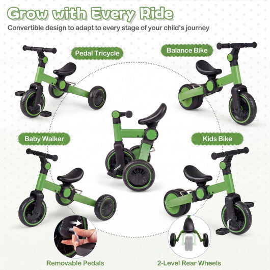 5-In-1 Toddler Bike Kids Balance Bike with Removable Pedals-Blue