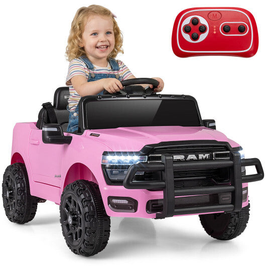 12V Kids Ride On Car Licensed RAM 3500 Electric Vehicle with Remote Control-Pink