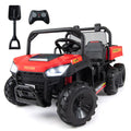 24V 2-Seater Kids Ride on Dump Truck 4WD with Electric Dump Bed and Lights-Red - Color: Red