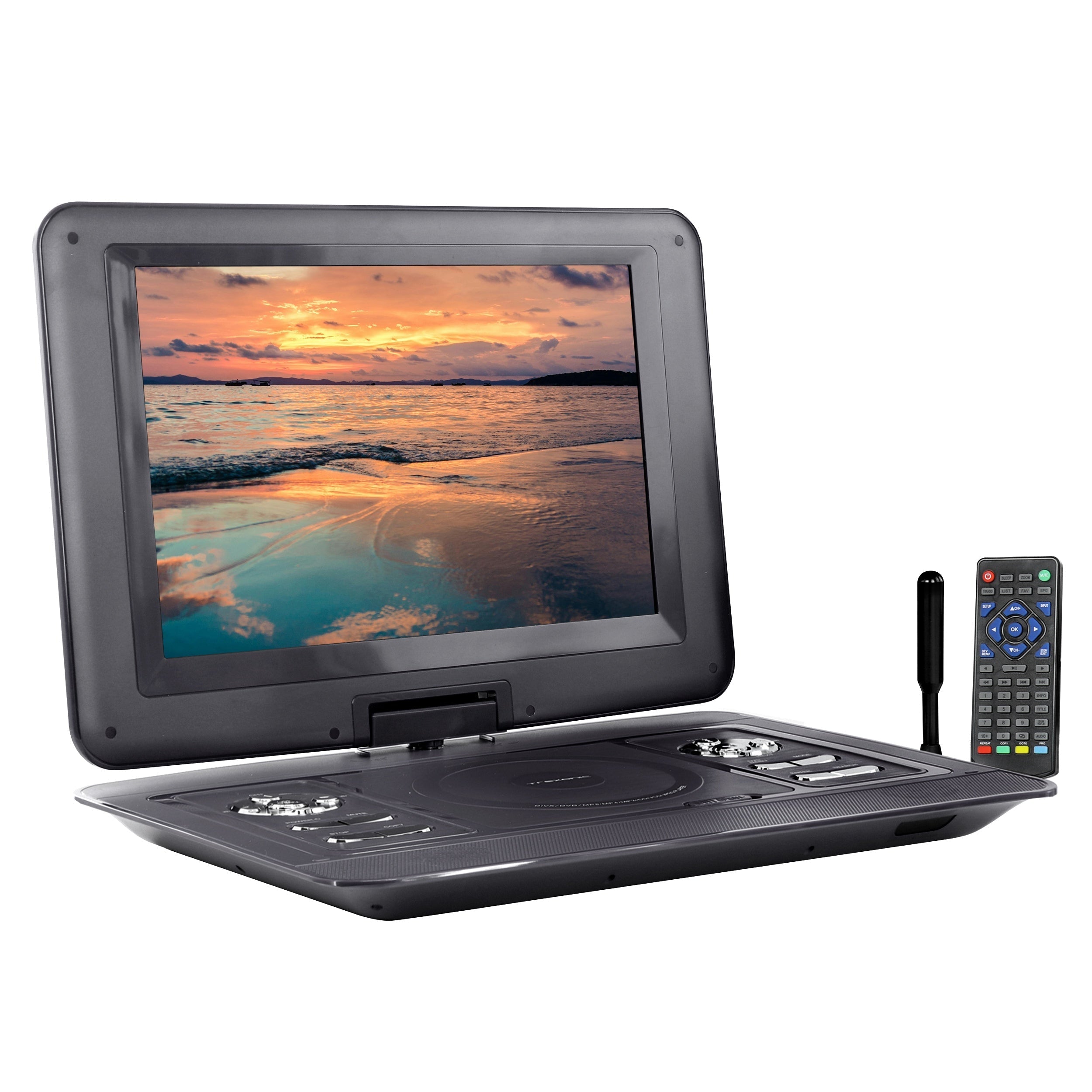 Trexonic 13.3 Inch Portable TV+DVD Player with Color TFT LED Screen and USB/HD/AV Inputs