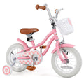 12 Inch Kids Bike with Training Wheels and Basket for Boys Girls 3-4 Years Old - Color: Peach - Size: 12 inches
