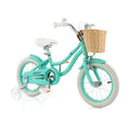 14-Inch Kids Bike with Training Wheels and Adjustable Handlebar Seat-Green - Color: Green