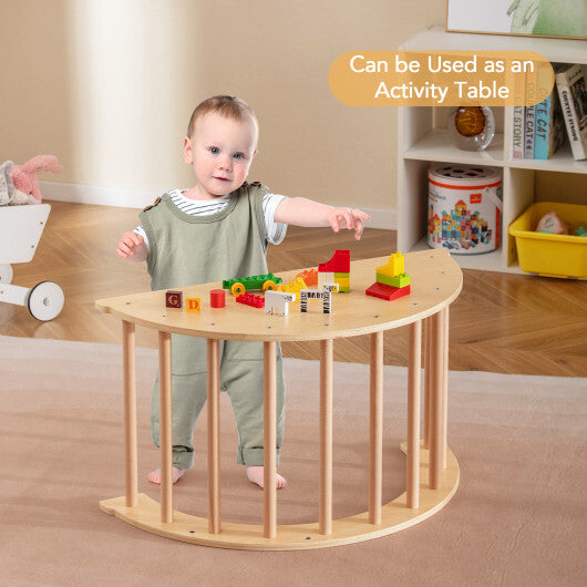 Kids Climbing Arch with Cushion Montessori Arch Climber/Rocker for Toddlers-Coffee