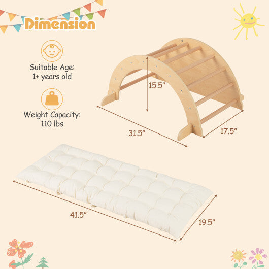 Kids Climbing Arch with Cushion Montessori Arch Climber/Rocker for Toddlers-Coffee