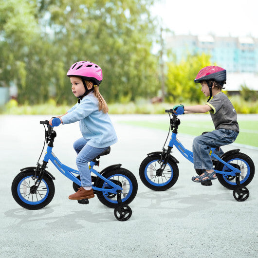 12/14/16/18 Inches Kids Bike with Removable Training Wheels and Adjustable Seatfor 3-8 Years Old Navy-12 inches - Color: Navy - Size: 12 inches