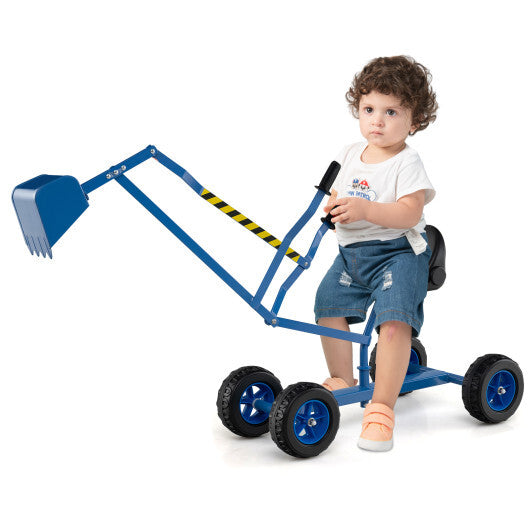 Sand Digger for Kids with 2-Handed Controls and Flexible Shovel-Blue