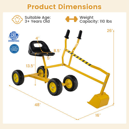 Sand Digger for Kids with 2-Handed Controls and Flexible Shovel-Blue