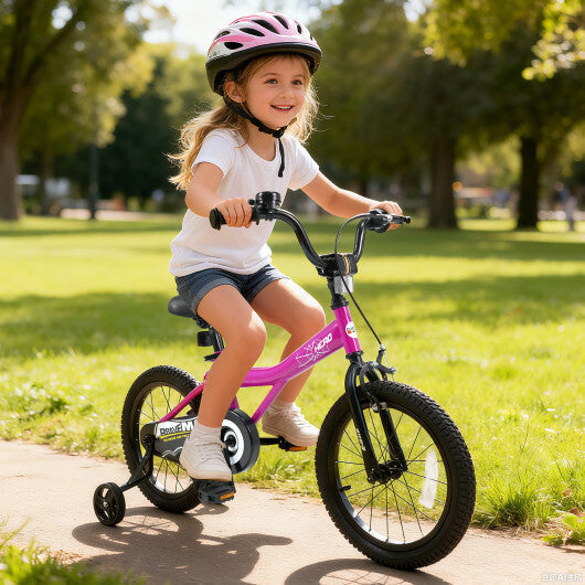 16-Inch Kids Bike with Removable Training Wheels Pink-Brave Hero - Size: 16 inches