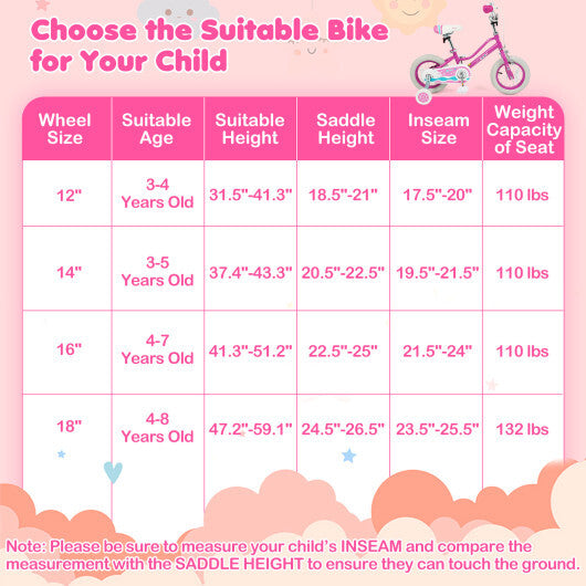 12 Inch Kids Bike for Aged 3-8 Years Old with Adjustable Handlebar Pink- Starlight Wave - Color: Pink - Size: 12 inches
