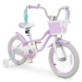 16 Inch Kids Bike Adjustable with Basket and Streamers Purple - Princess of the Sea Theme - Color: Purple - Size: 16 inches