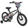16 Inch Kids Bike with Training Wheels for Ages 4-7 Years Old Black- Street Art Time - Color: Black - Size: 16 inches