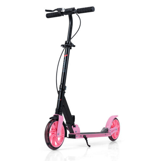 Kick Scooter for Kids Teens Adults Age 8+ Foldable Scooter with Large Light-up Wheels-Pink