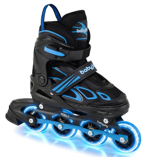 4 Sizes Adjustable Blade Roller with Light-up Wheels for Youth-Blue