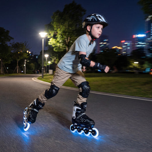 4 Sizes Adjustable Blade Roller with Light-up Wheels for Youth-Blue