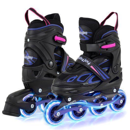 4 Sizes Adjustable Blade Roller with Light-up Wheels for Youth-Blue