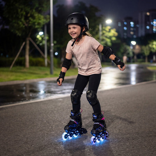 4 Sizes Adjustable Blade Roller with Light-up Wheels for Youth-Blue