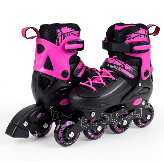 4-Size Adjustable Light-Up Kids Inline Skates for Kids Ages 7-9-Blue