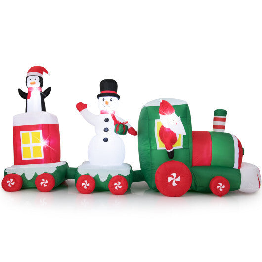 11.5 FT Christmas Inflatables Train Blow Up Santa Claus Driving Train