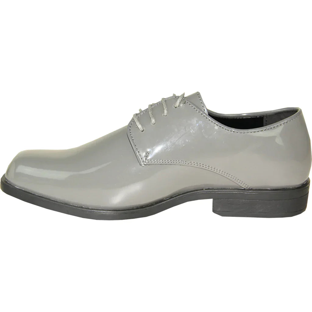 VANGELO Men Dress Shoe TUX-1 Oxford Formal Tuxedo for Prom & Wedding Grey Patent
