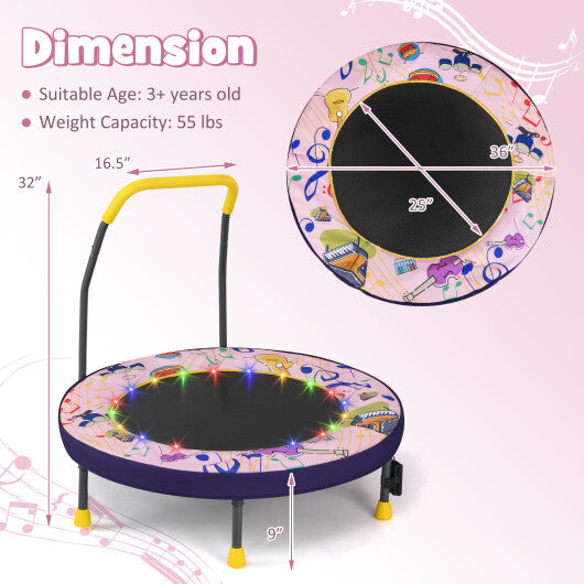 Mini Trampoline Folding Small Rebounder for Kids with Lights-Blue