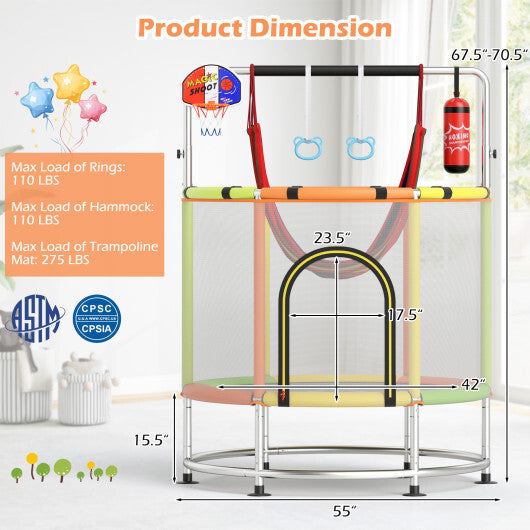 55" Kids Trampoline Gift for for 3-6 Years Old Boys and Girls-Navy