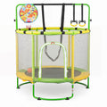 55" Trampoline for Kids with Adjustable Gymnastics Bar and Basketball Hoop for 3+-Yellow
