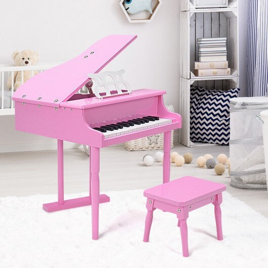 Musical Instrument Toy 30-Key Children Mini Grand Piano with Bench-Black