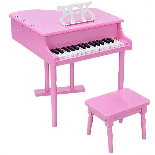 Musical Instrument Toy 30-Key Children Mini Grand Piano with Bench-Black