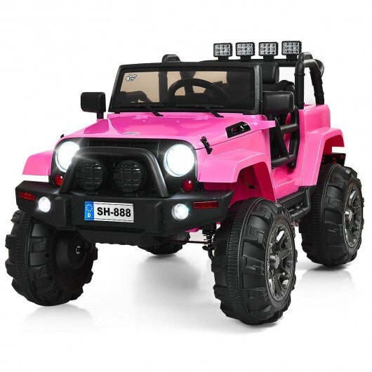12V Kids Remote Control Riding Truck Car with LED Lights-Black