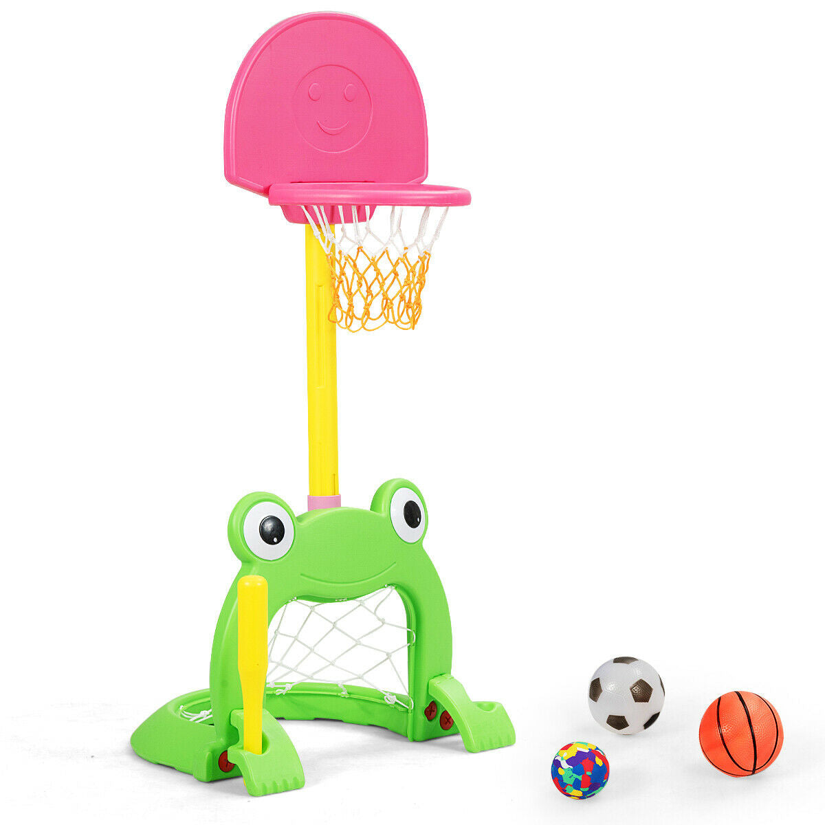3-in-1 Kids Basketball Hoop Set Stand - Color: Multicolor