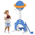 3 in 1 Height Adjustable Kids Basketball Hoop Set with Balls-Blue