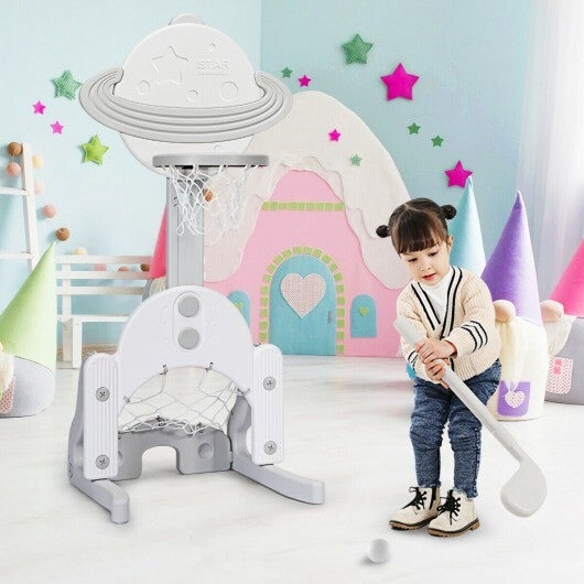 3 in 1 Height Adjustable Kids Basketball Hoop Set with Balls-Blue