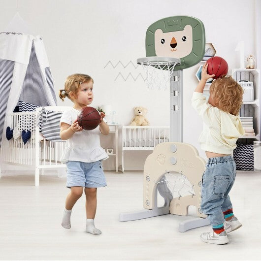 3-in-1 Adjustable Kids Basketball Hoop Sports Set-Yellow