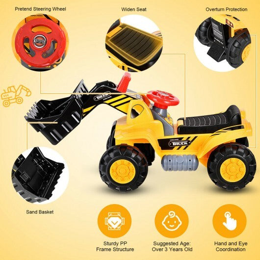 Kids Ride On Bulldozer Toy Play Truck with Adjustable Bucket Aged 3+ Years Old