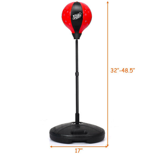 Kids Adjustable Stand Punching Bag Toy Set with Boxing Glove-Red