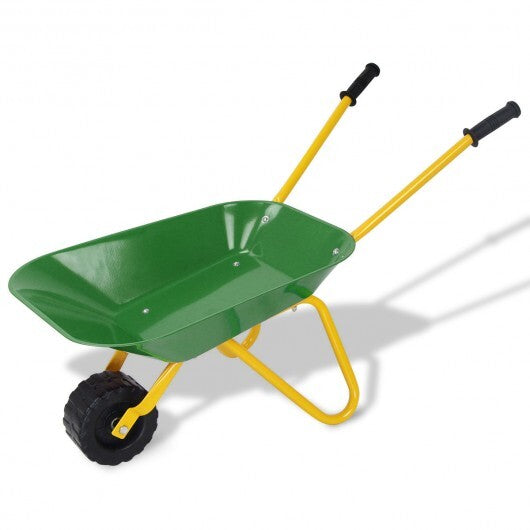 Outdoor Garden Backyard Play Toy Kids Metal Wheelbarrow-Red