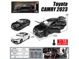 2023 Toyota Camry Hybrid White Metallic with Black Top 1/18 Diecast Model Car by Heimanba