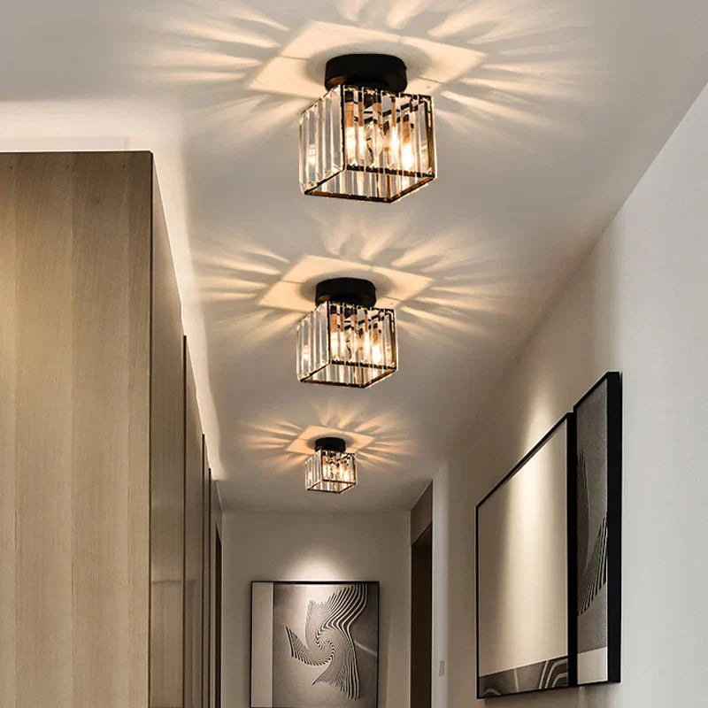 DecorBites™ Crystal Ceiling Chandelier: Minimalist Luxury Lighting for Home, Hotel, Balcony, Corridor
