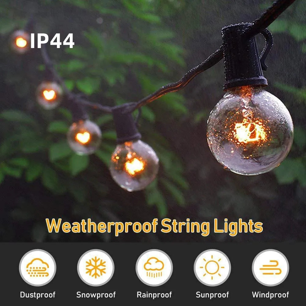 DecorBites™ G40 Edison Glass Incandescent String Lights - 25FT Waterproof Outdoor Patio Fairy Lights