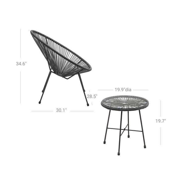 3-Piece Outdoor Acapulco Chair Table Set
