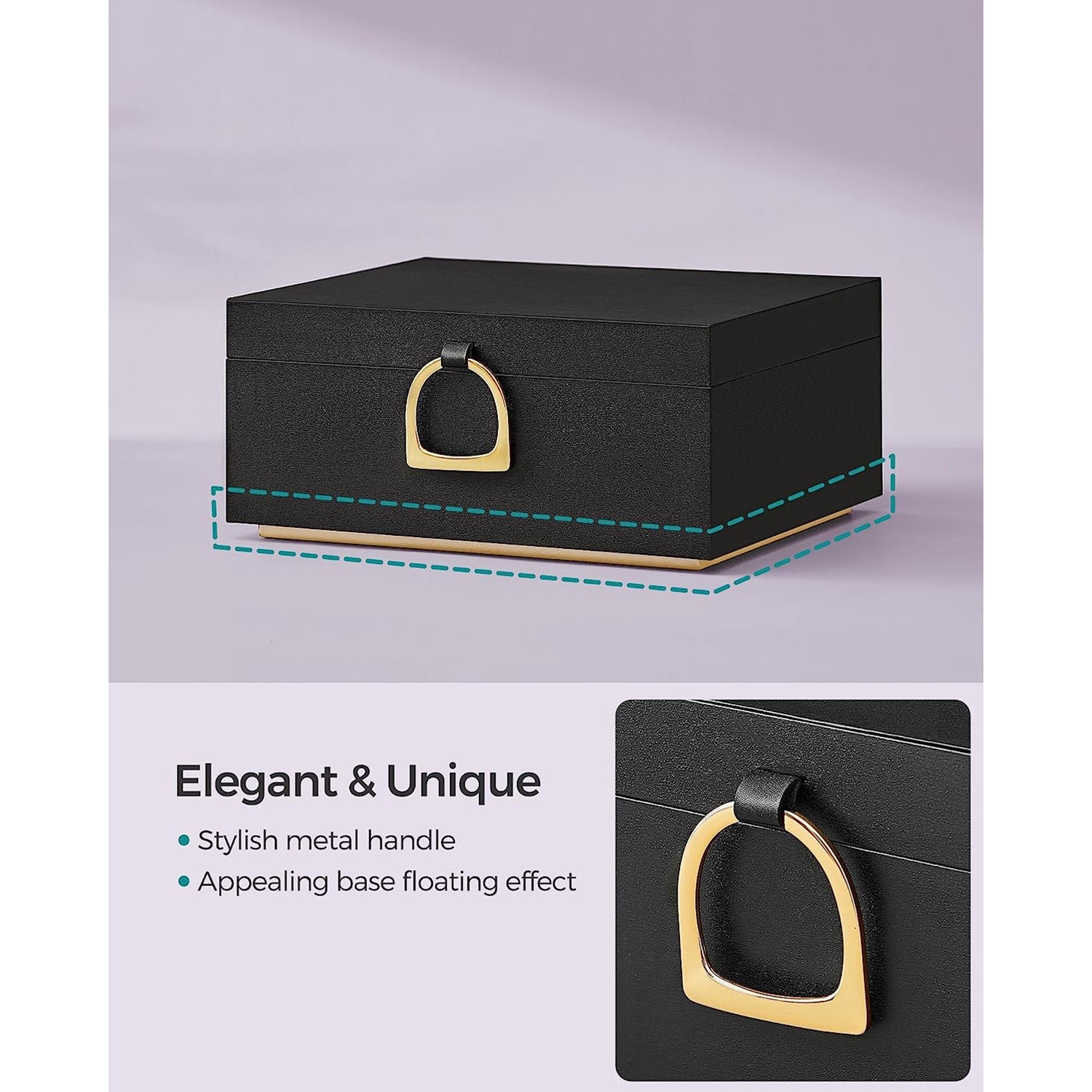 2-Layer Jewelry Box with Handle and Removable Jewelry Tray