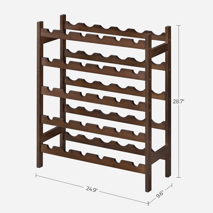 30-Bottle Wine Rack, 5-Tier Freestanding Floor Bamboo Wine Holder, Display Stand Shelves