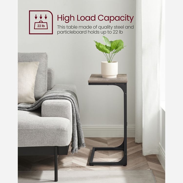 C-Shaped Side Table, End Table for Sofa, Couch Table with Metal Frame
