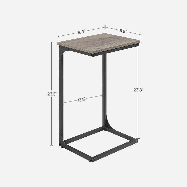 C-Shaped Side Table, End Table for Sofa, Couch Table with Metal Frame